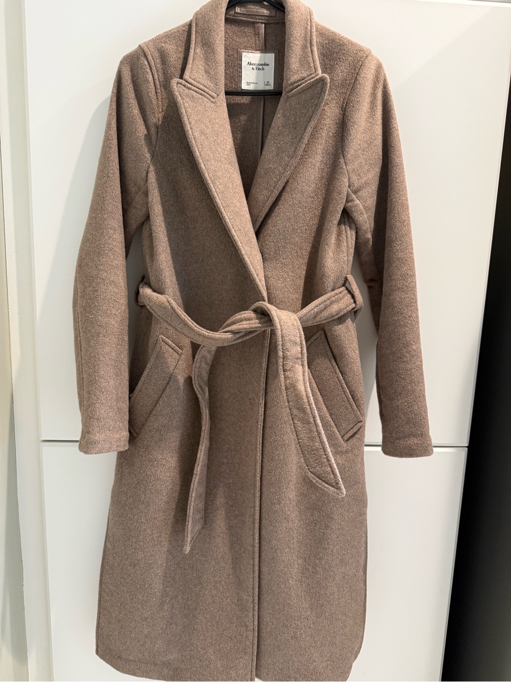 Abercrombie & Fitch Women's Taupe Belted Wrap Coat